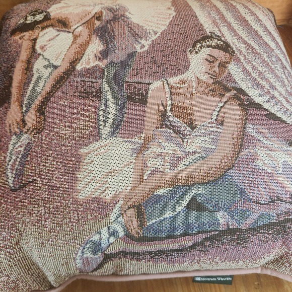 Goodwin Weavers Ballerina Tapestry Pillow Pink 15x15 Dance Ballet Classical - Picture 2 of 9